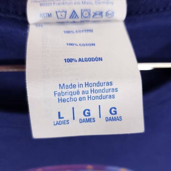 Jurassic World T Shirt Womens Large Blue Multicolor Aztec T Rex Logo Pullover - Picture 5 of 5